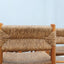 Set of 8 French late 1960s Perriand-style chairs: authentic rustic chic in wood & straw. Autentiche sedie rustiche chics, Modernist Stühle, sillas años 60.