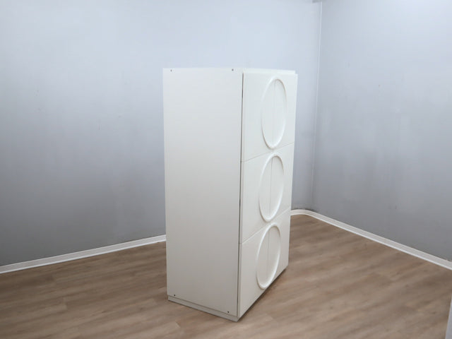 Space Age Wardrobe by F.lli Proserpio Armadio vintage Space Age Kleiderschrank Garde-robe F.lli Proserpio Carved wood circular pattern.
