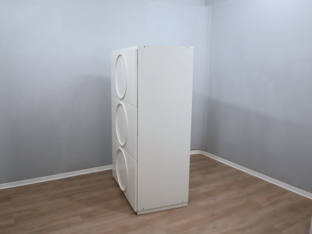 Space Age Wardrobe by F.lli Proserpio Armadio vintage Space Age Kleiderschrank Garde-robe F.lli Proserpio Carved wood circular pattern.