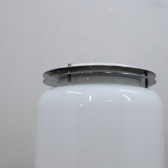 1970s Tronconi Murano glass totem floor lamp with chrome discs. Lampadaire totem verre Murano Tronconi 70s. Tronconi Muranoglas Stehleuchte 1970er.   