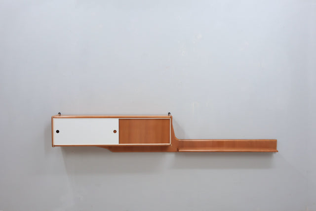 Mid century wall mounted console with storage 1950s