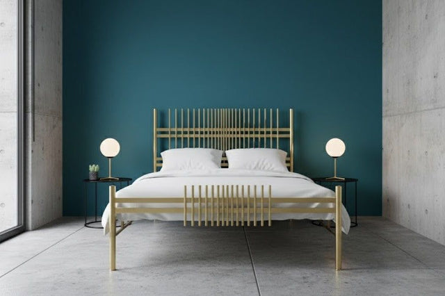 Vintage golden Lit en laiton brass bed FRIGERIO 1970s Messingbett des années 70