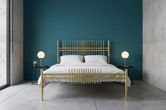 Vintage golden Lit en laiton brass bed FRIGERIO 1970s Messingbett des années 70