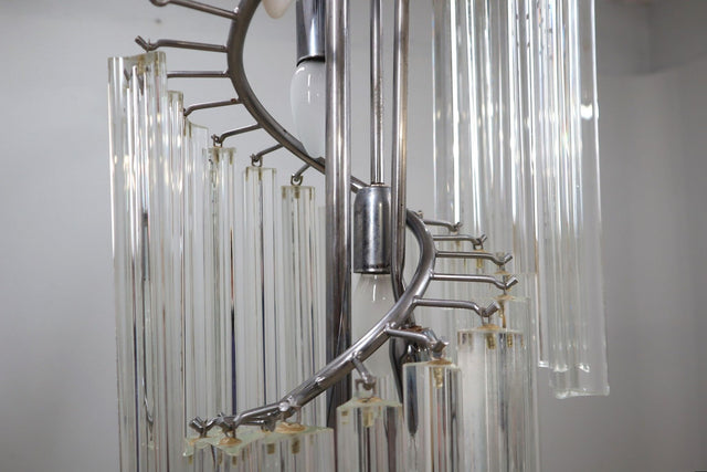 Venini 4 spiral triedri glass chandelier Venini 1980s
