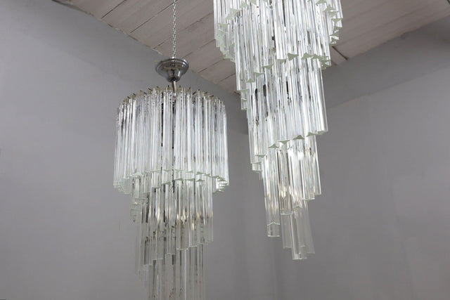 Venini 4 spiral triedri glass chandelier Venini 1980s