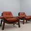 Brutalist leather armchairs 1970s, set of 2