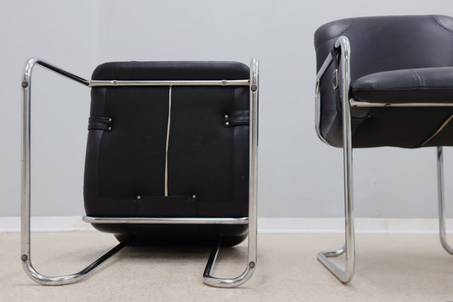 Vintage leather dining chairs Guido Faleschini 1970s