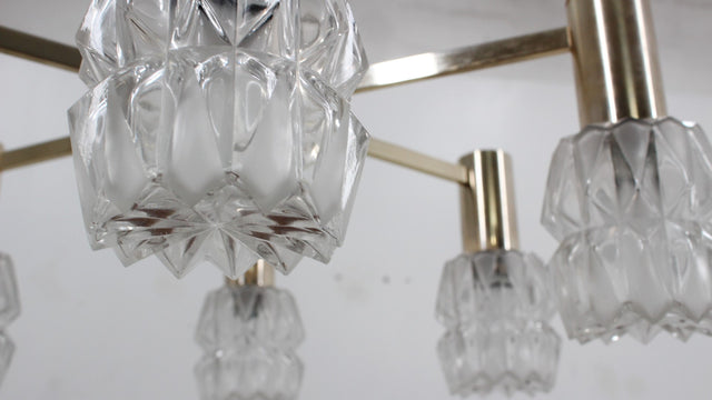 Vintage frosted glass Kaiser Leuchten chandeliers 1960s