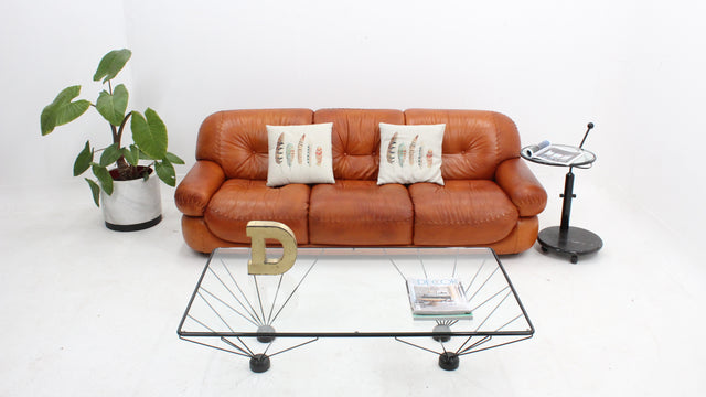 Italian vintage leather sofa by Mobil Girgi, 1970s