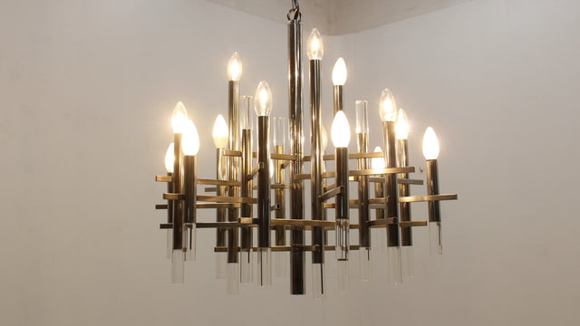 Gaetano Sciolari design chandelier 1970s, 15 lights