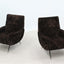 Vintage chenille fabric italian armchairs 1950s, set of 2