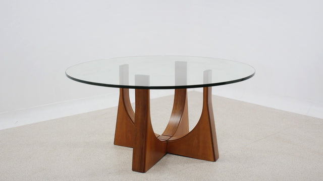Mid century italian walnut and glass round dining table 1960s