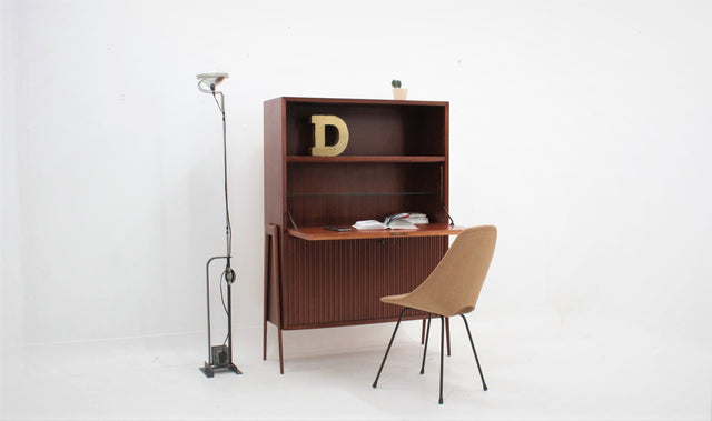 Italian design fold out desk cabinet 1950s