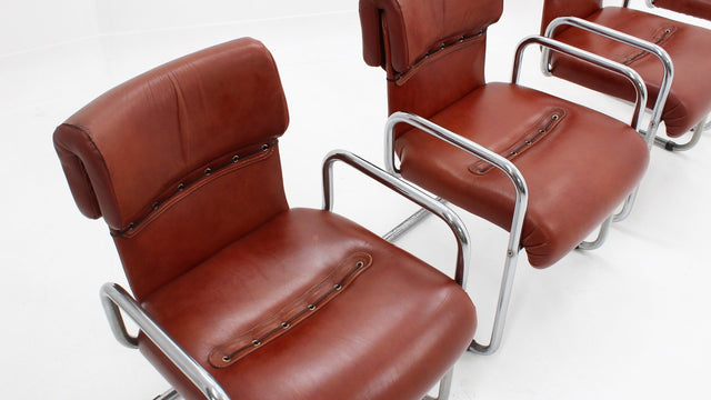 Leather dining chairs Guido Faleschini design 1970s