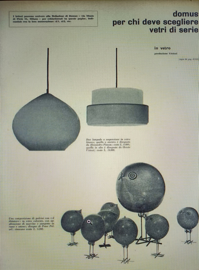 A. Pianon glass hanging lamp VISTOSI 1960s