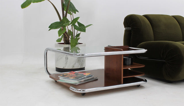 Vintage trolley coffee table 1970s