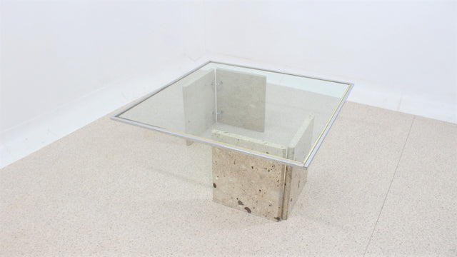 Italian marble and glass coffee table 1970s