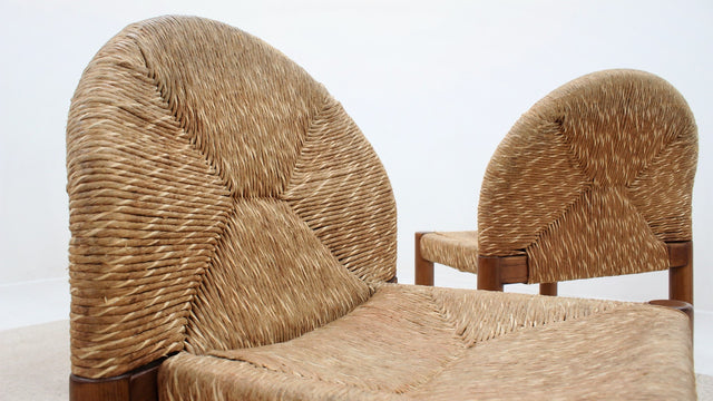 Vintage straw chairs design De Pas, D'Urbino, Lomazzi 1970s
