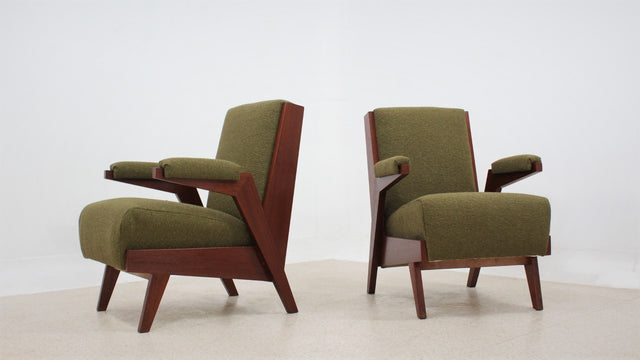 Italian mid century teak armchairs 1950s