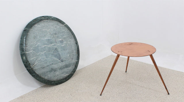 Mid century green marble round coffee table 1950s