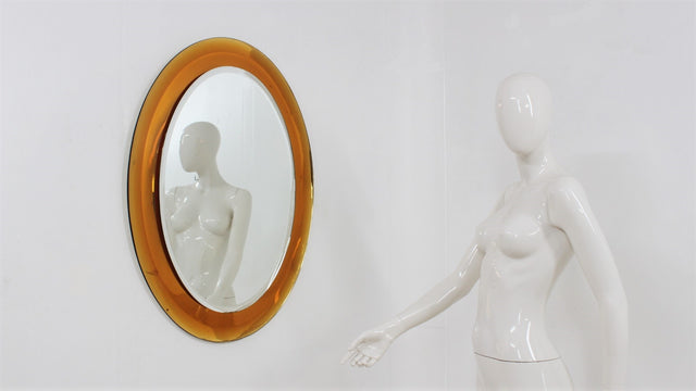 Vintage italian design oval mirror 1970s