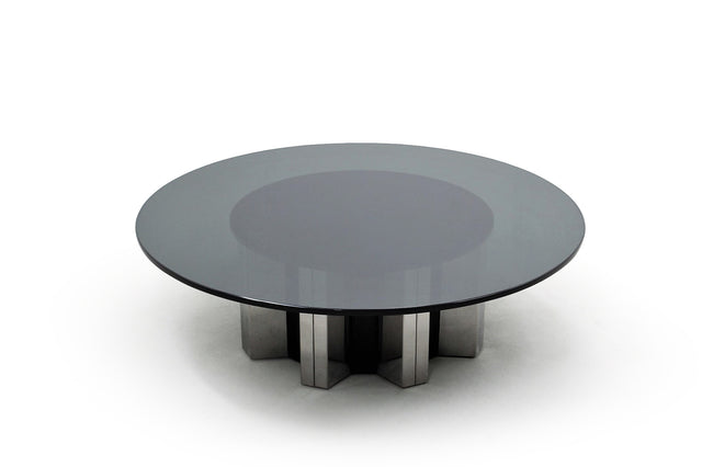 Tavolino Willy Rizzo anni 70, Glass round coffee table WILLY RIZZO, 1970s