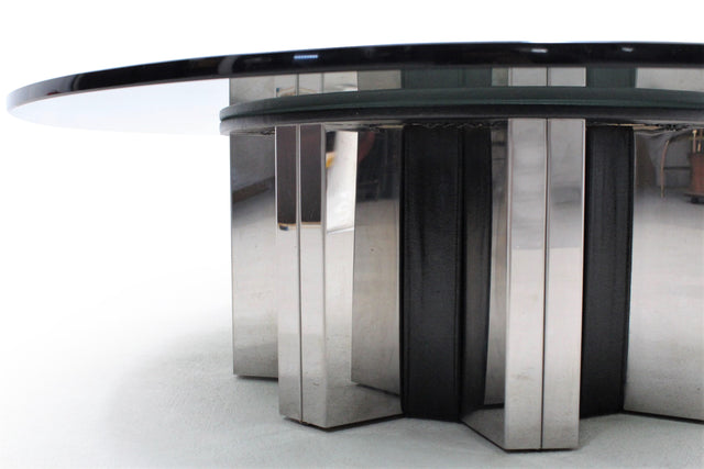 Tavolino Willy Rizzo anni 70, Glass round coffee table WILLY RIZZO, 1970s