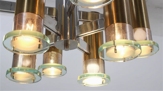 Sciolari pendant glass chandelier 1970, lampadario anni 70 