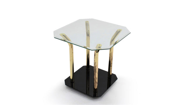 Italian cut glass & brass Side Table, 1970s