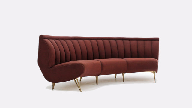 ISA Bergamo mid century curved sofa 1950s, divano curvo anni 50