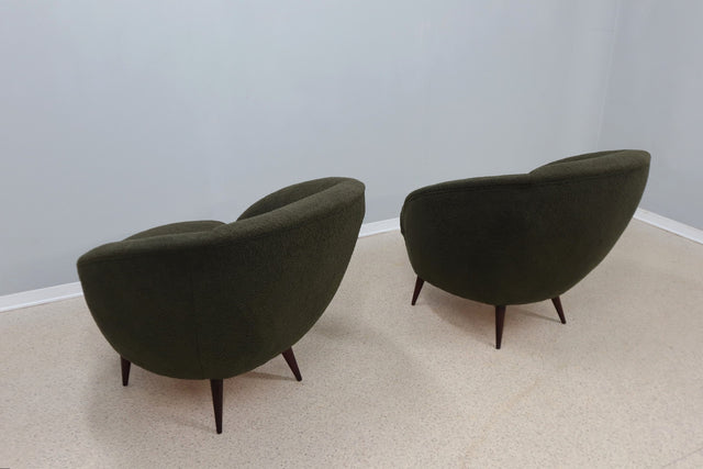 Mid century bouclè egg armchairs 1950s