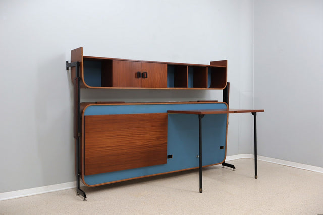 Mid century shelving unit with folding bed 1960s (9)