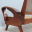 Mid century teak wood and Vienna straw easy sofa + armchair 1950s