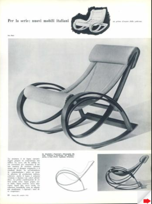 Sgarsul rocking chair for Poltronova 1960s, Poltrona a dondolo anni 60 per Poltronova