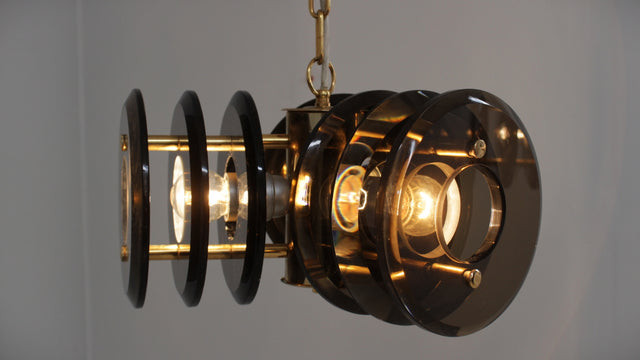 VECA pendant glass lamp 1970s set of 3
