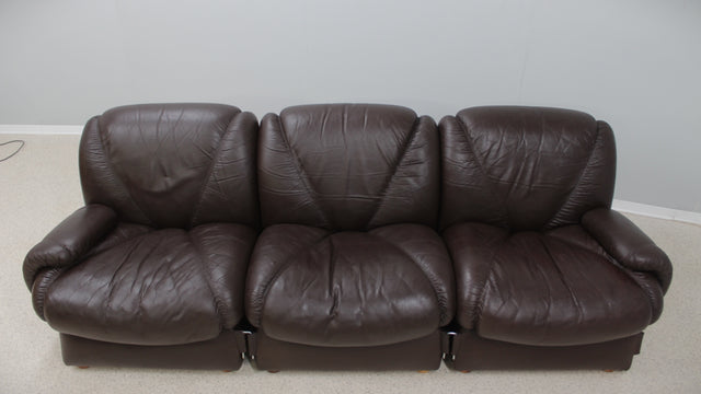 Vintage modular leather sofa 1970s