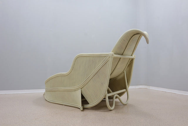 Vintage rattan chaise lounge Vivai del Sud 1970s