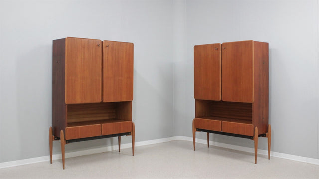 Vintage teak wood cabinets 1960s, set of 2 