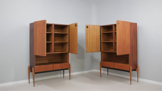 Vintage teak wood cabinets 1960s, set of 2 